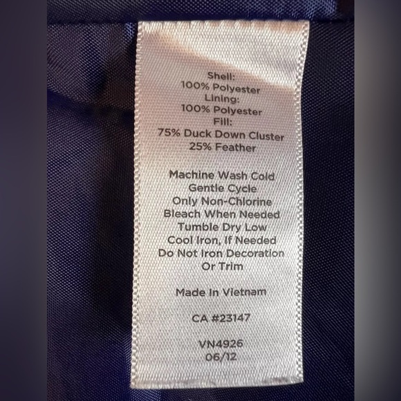 Talbots Petite Medium Full Zip Down Feather Puffer Vest Indigo - Picture 6 of 6